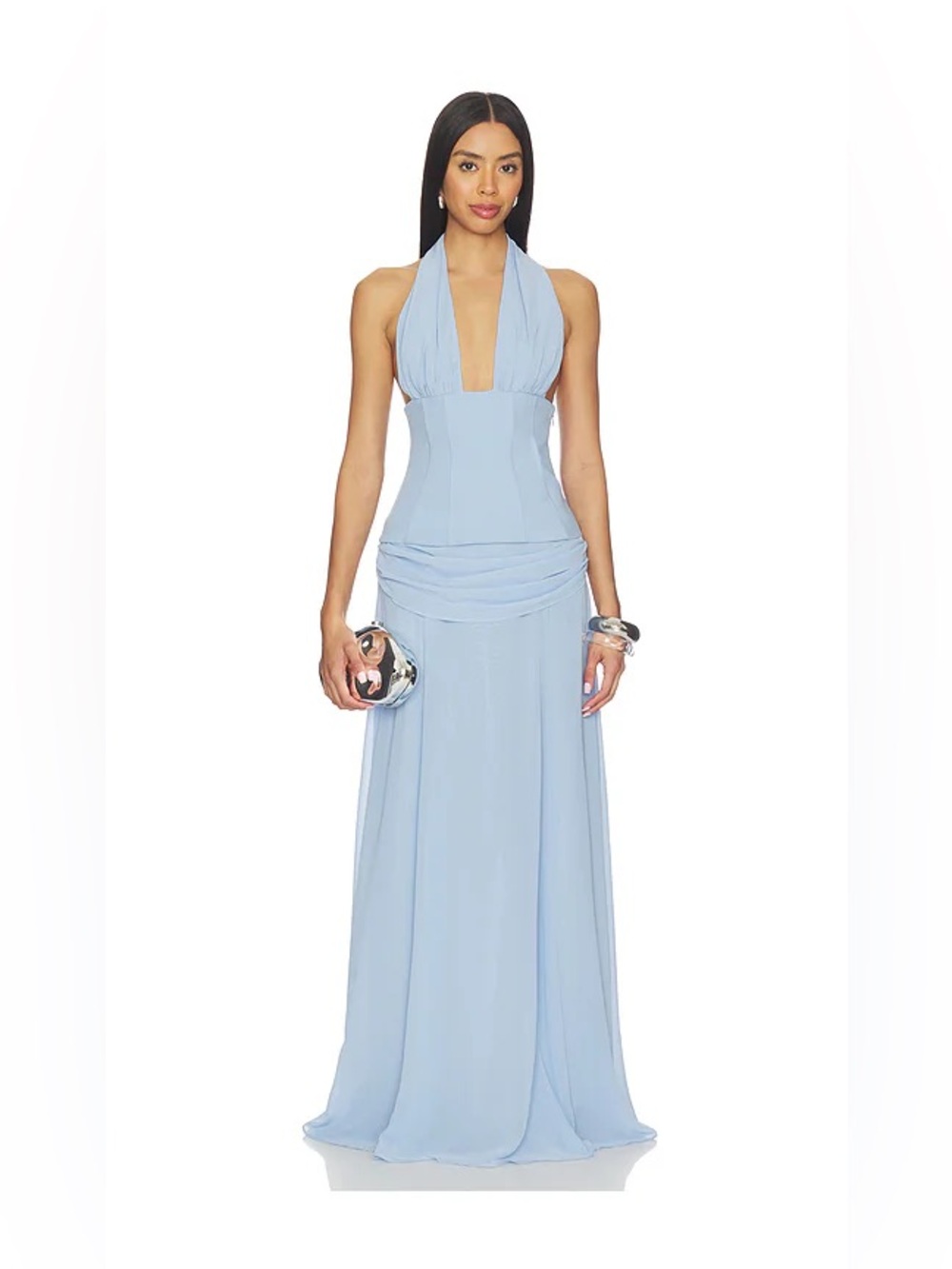 REVOLVE Pale Blue Halter Evening Gown